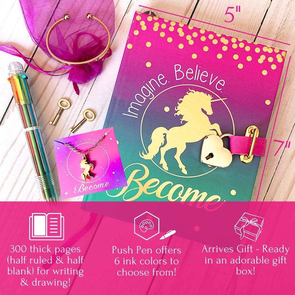 Unicorn Diary With Lock And Key – Unicorn Gift Set