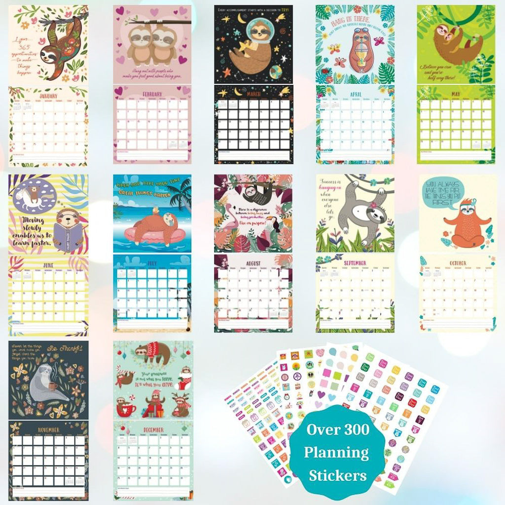 sloth calendar for girls