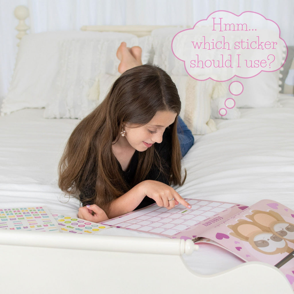 sloth calendar with stickers for girls