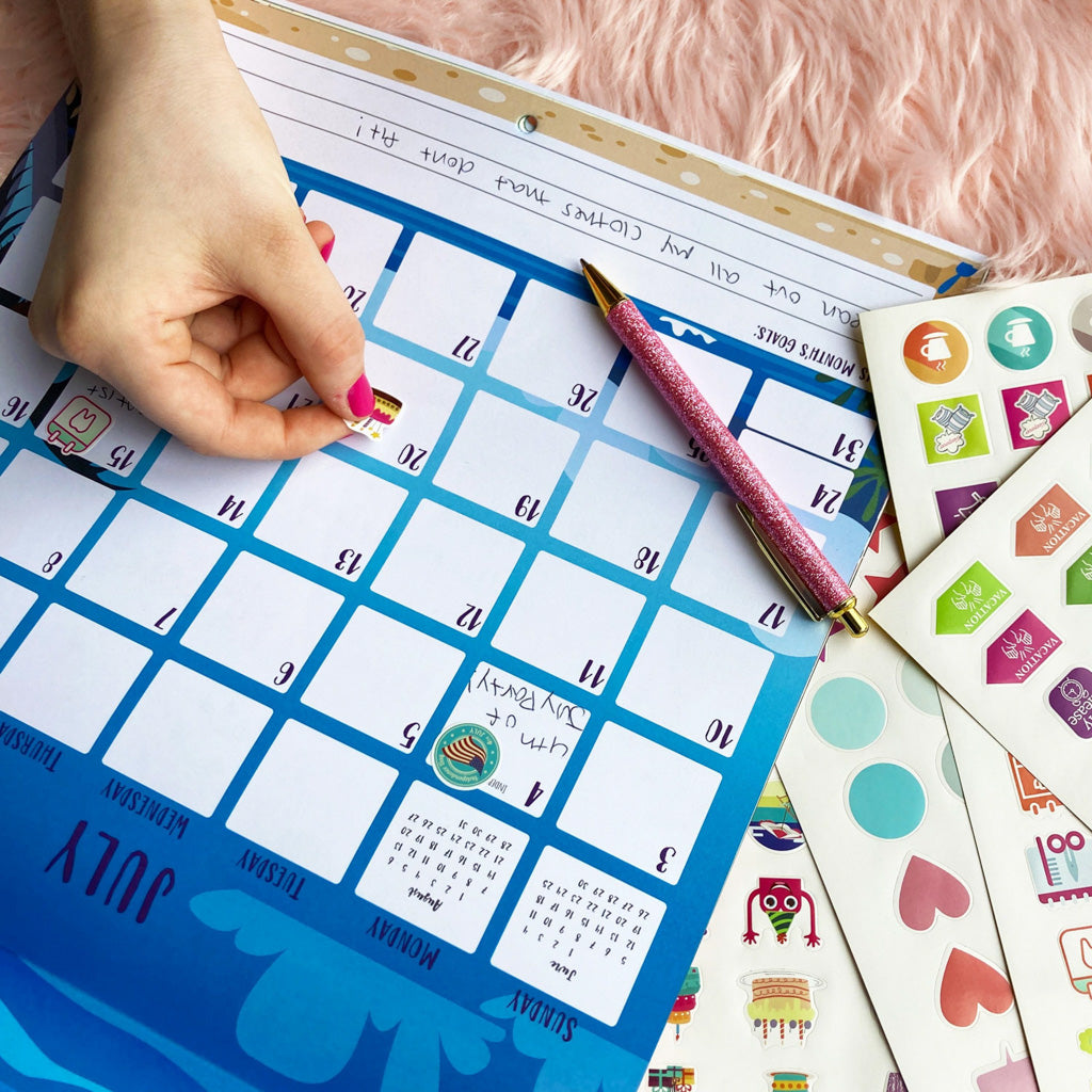 sloth calendar stickers